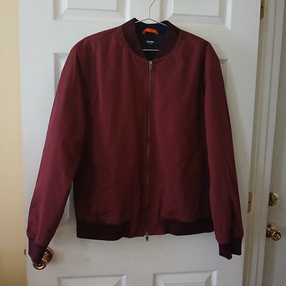 Jack Spade Men’s Bomber Jacket Large Burgundy Full Zip Ribbed Cuffs Casual Coat - Picture 2 of 16